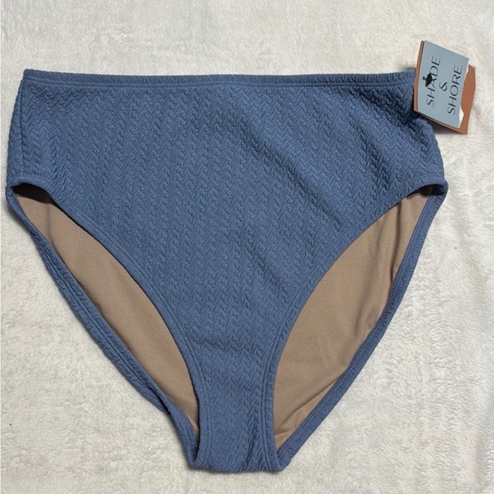 Shade & Shore High Waist Medium Coverage NWT Blue Bikini Bottom X-Large